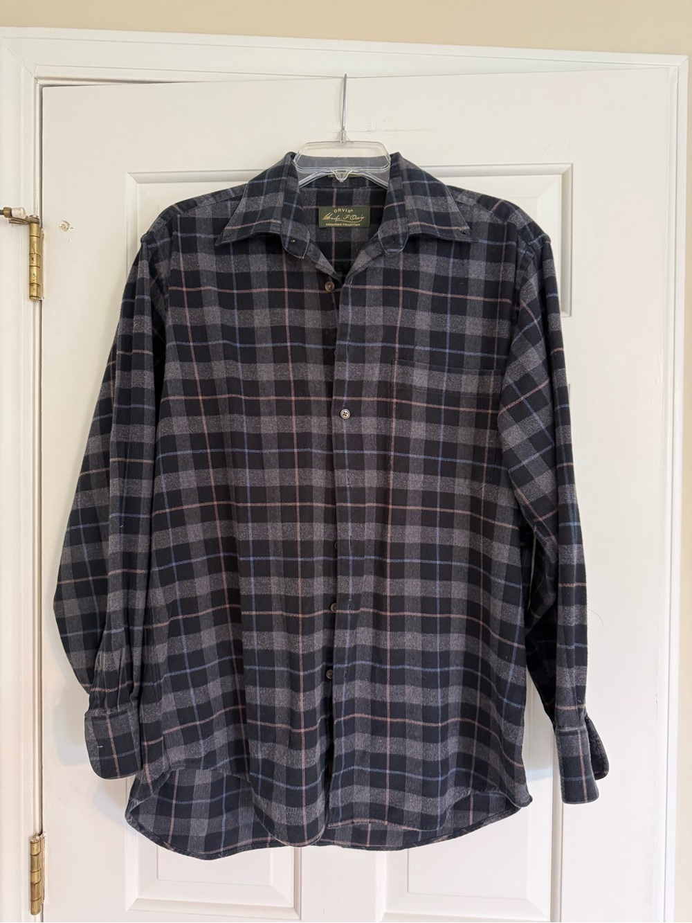 Orvis Black and Gray Plaid Button-Down Shirt